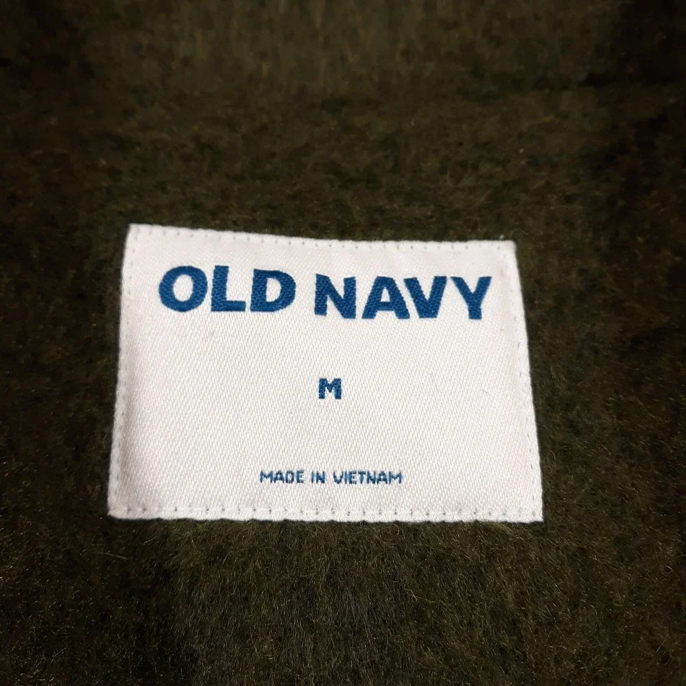Old Navy Wool Blend Car Coat Womens M Green 4 Button Notch Lapel Heavyweight NEW
